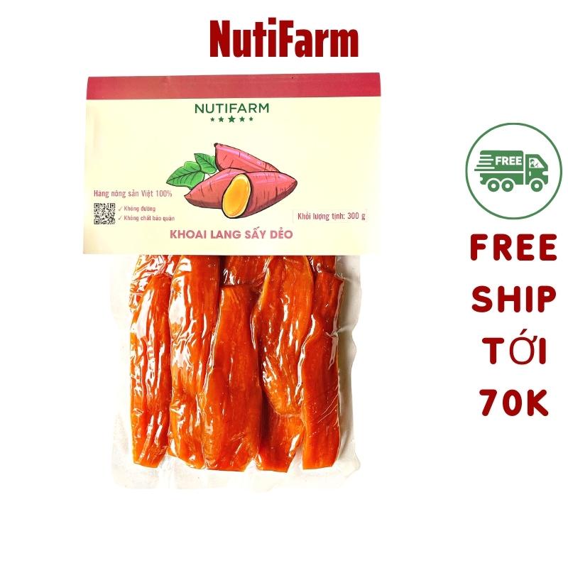 Khoai lang sấy dẻo không đường 300gr NutiFarm rau củ sấy đặc sản đà lạt
