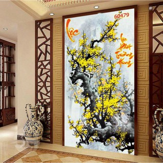Tranh dán tường 3D _ tranh tết kt cao 120cm x 80cm