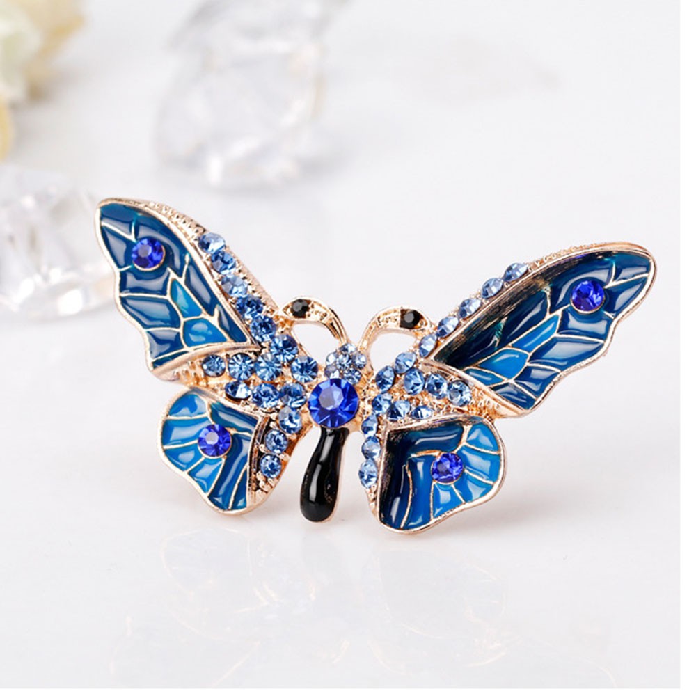 Ghim cài áo hình bướm côn trùng đính kim cương nhân tạo