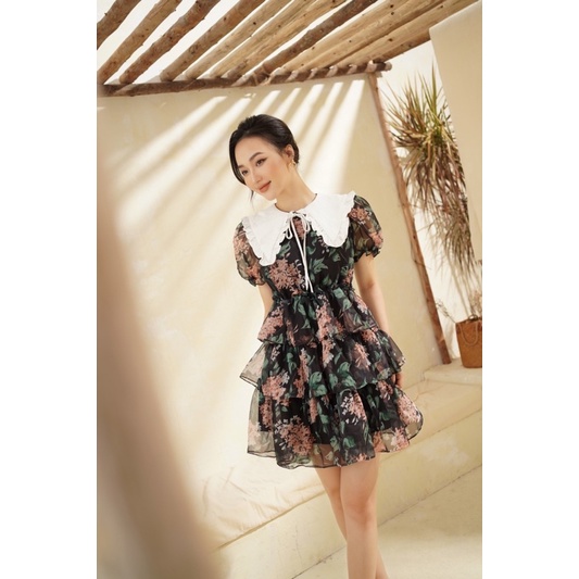 LIIN - Váy lụa hoa phối cổ trắng | BigBuy360 - bigbuy360.vn