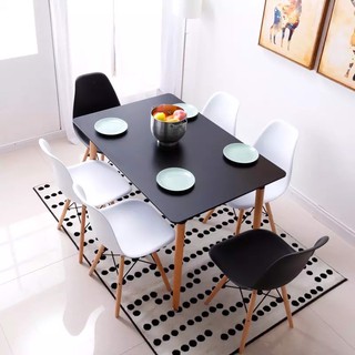 Bàn eames chữ nhật chân gỗ nhập khẩu 80x120cm