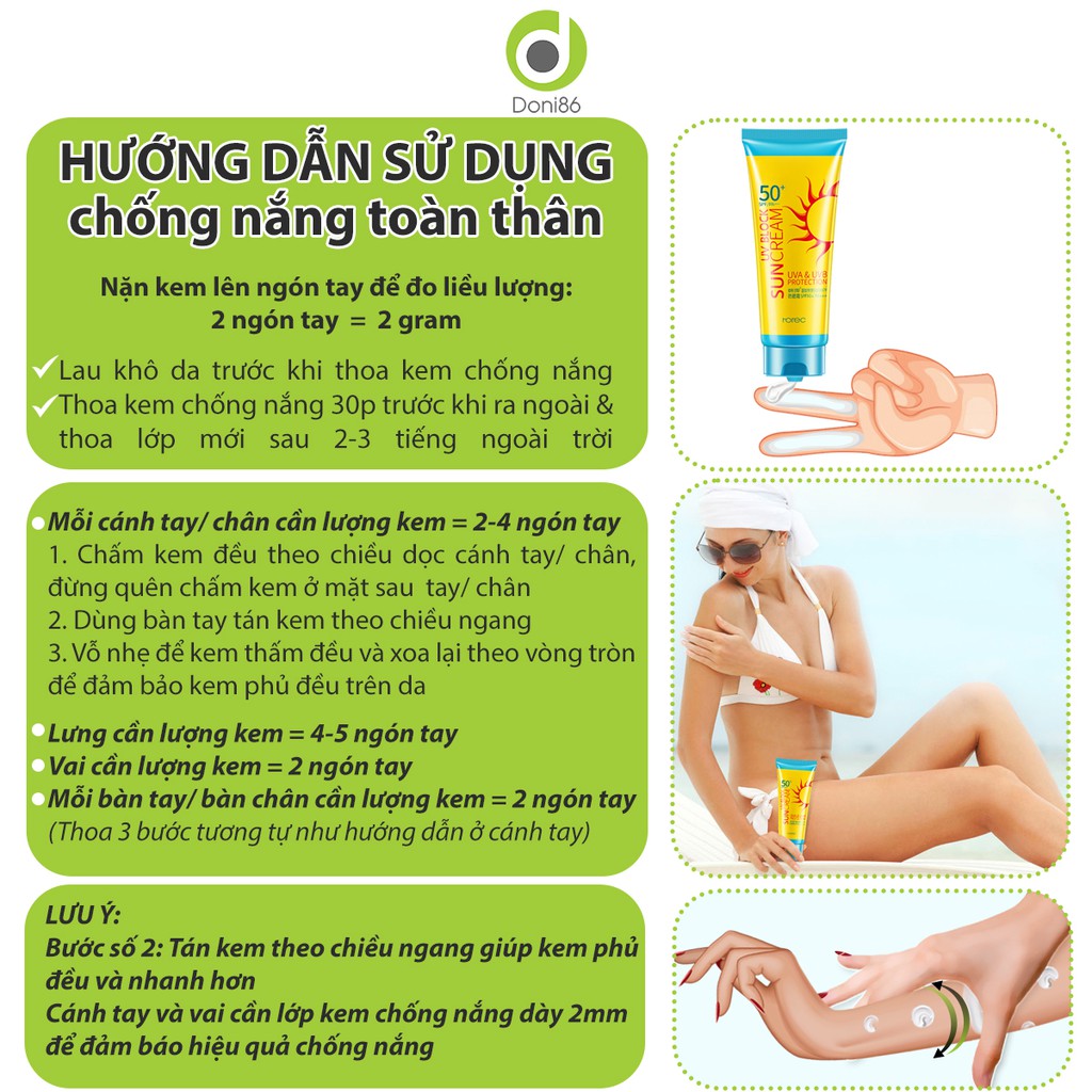 Kem chống nắng SPF50+ thẩm thấu nhanh, không màu, không bóng nhờn - doni86 - MP008