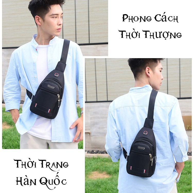 Túi Đeo Chéo Nam Nữ Vải Dù Canvas Chống Nước Cao Cấp Có Lỗ Tai Nghe - M14