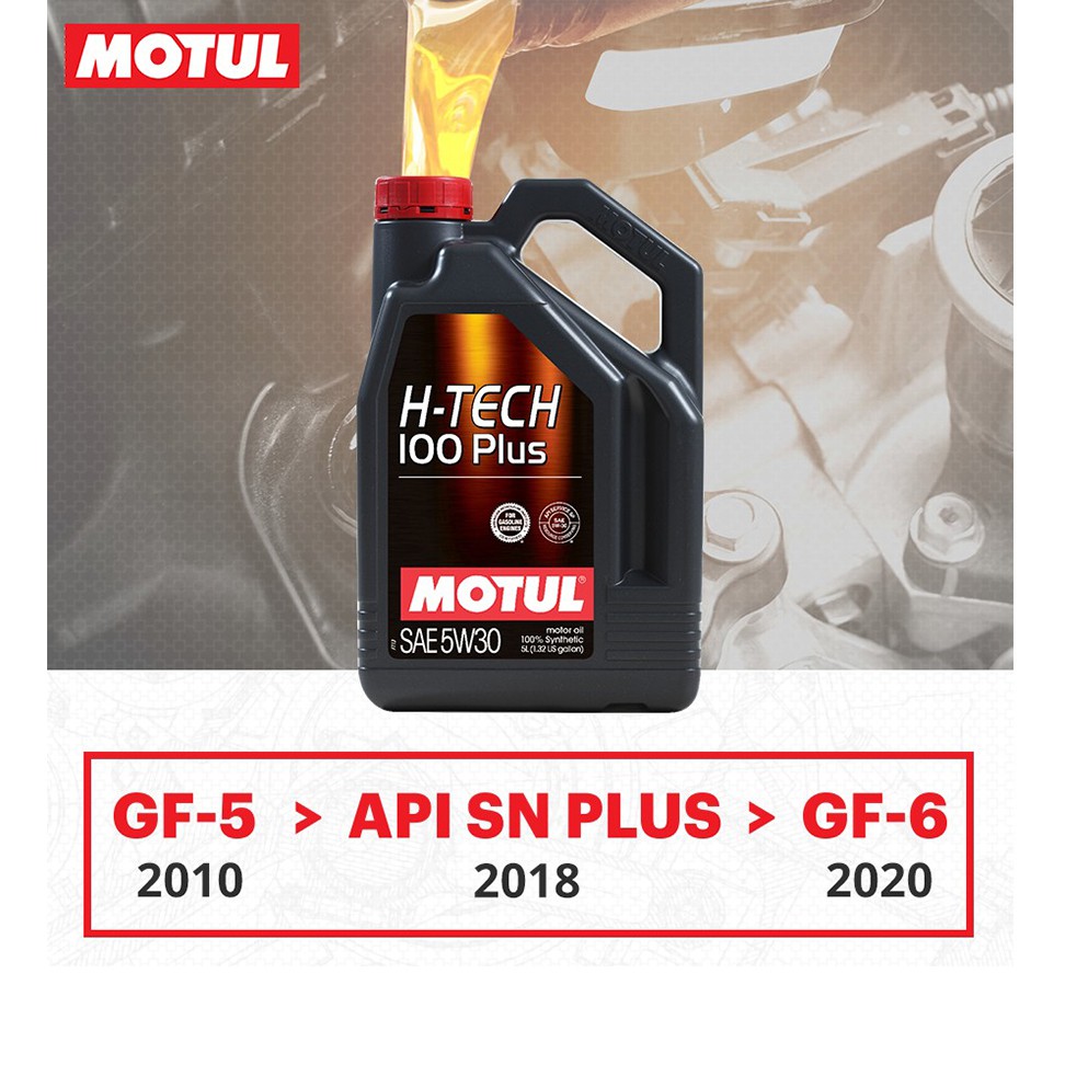 Nhớt Motul H-Tech 100 Plus 5W30 tổng hợp cho xe hơi máy xăng cao cấp