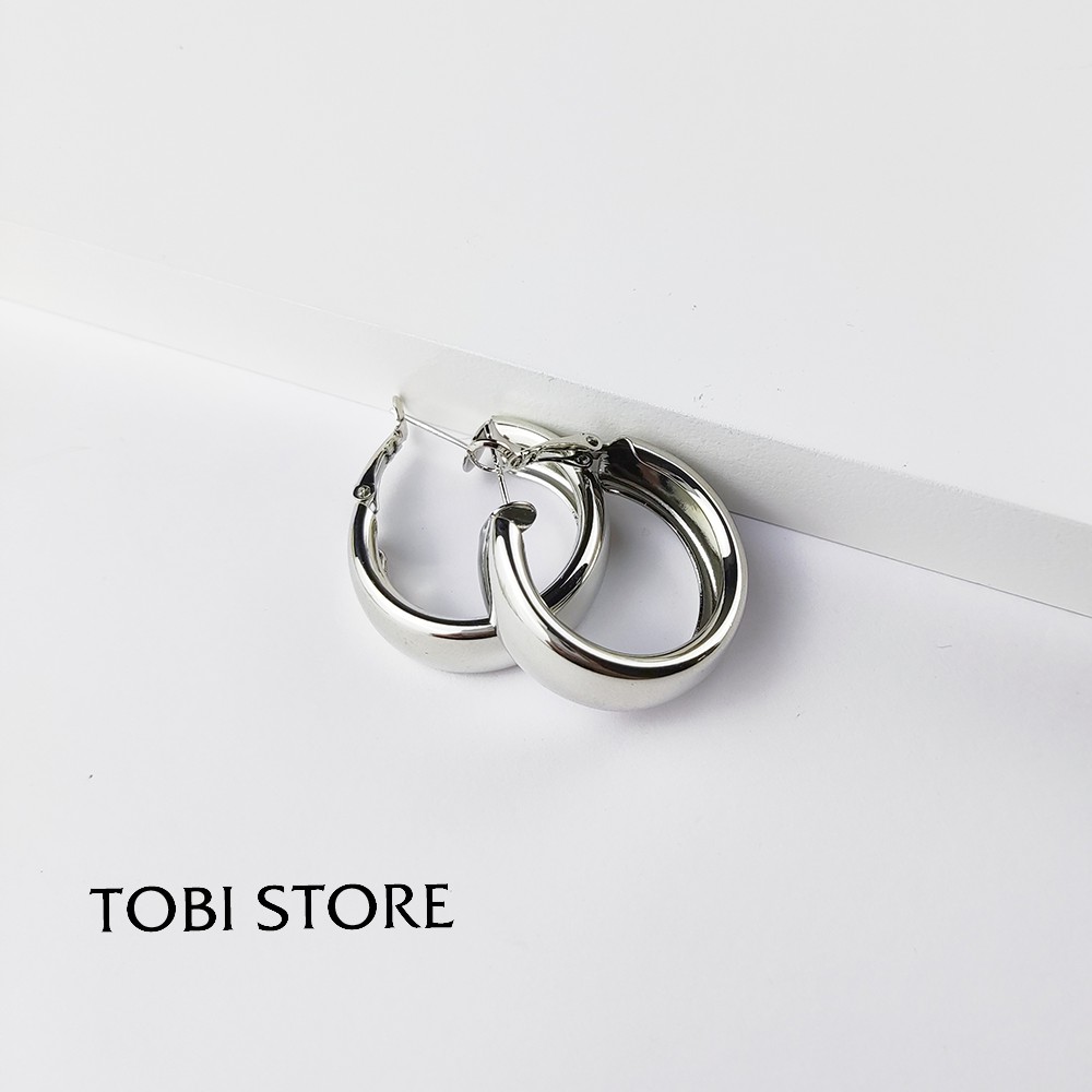 Bông tai nữ mạ bạc TOBI STORE khuyên tai cá tính nhiều kiểu dáng đính đá cute ngầu tròn, dài, nụ