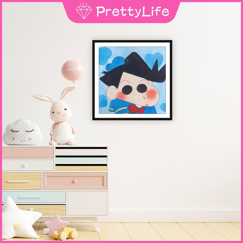 Bộ Tranh Đính Đá 5D Hạt Acrylic Tự Làm 30x30cm Hình Cậu Bé Bút Chì Shin-Chan Trang Trí Tường