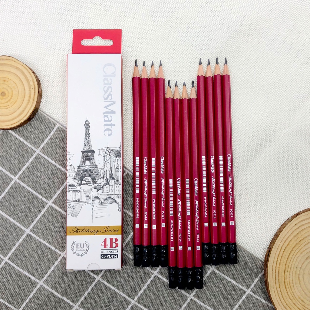 Bút chì gỗ CLASSMATE 2b có tẩy -  PC414 -1 cái - Bút chì lục giác văn phòng phẩm - MIYABI STORE