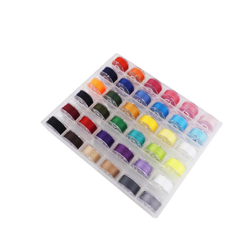 Sewing Machine Spool Set Cotton Sewing Machine Bobbin Threads 36 Colors Pre-Wound Bobbins Set Storage Box Thread Stripper Pins