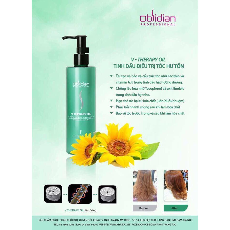 Tinh dầu dưỡng tóc, phục hồi tóc hư tổn Obsidian V Theraphy Oil 240ml Hàn Quốc