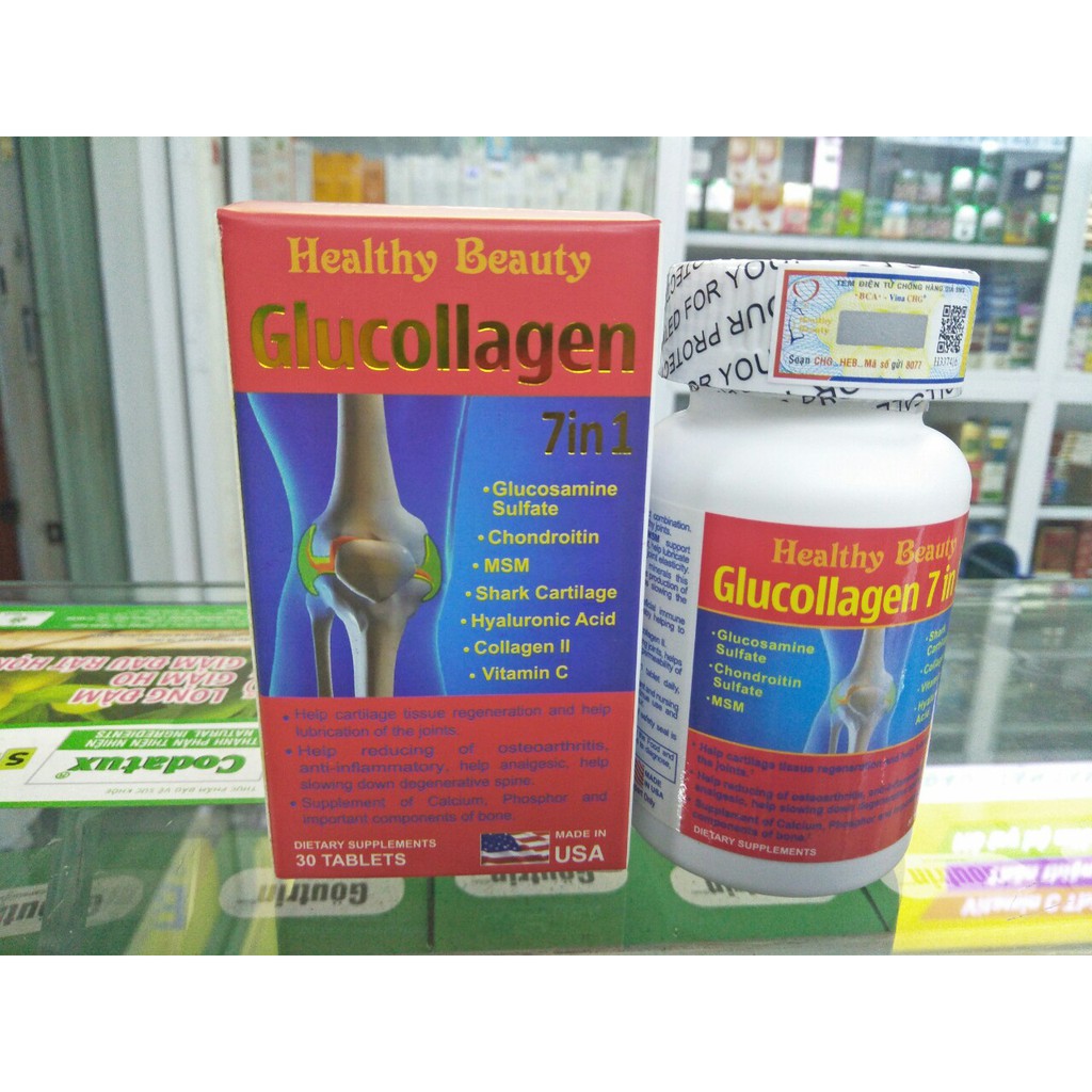 VIÊN UỐNG GLUCOLLAGEN 7IN1 -Thoái Hóa Khớp, Cột Sống hộp 60 viên và hộp 30 viên,Giúp tái tạo và nuôi dưỡng mô sụn