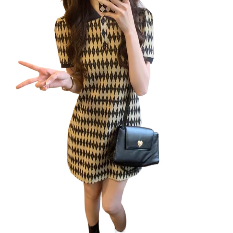 Đầm PERTY dáng chữ A ôm vừa vặn cổ bẻ chữ V phong cách retro thời trang mùa hè dành cho nữ