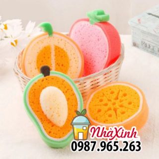 Giẻ rửa bát hoa quả, chất liệu bọt biển. Miếng xốp rửa chén
