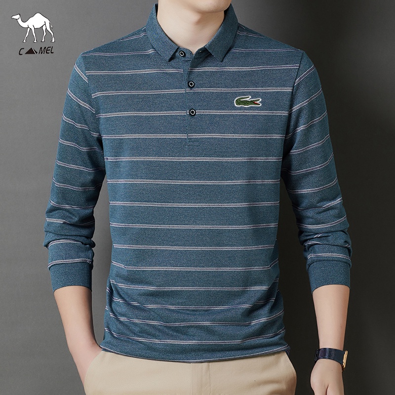 Áo polo Dài Tay Họa Tiết Kẻ Sọc Hàng Mới Chất Lượng Cao Cho Nam