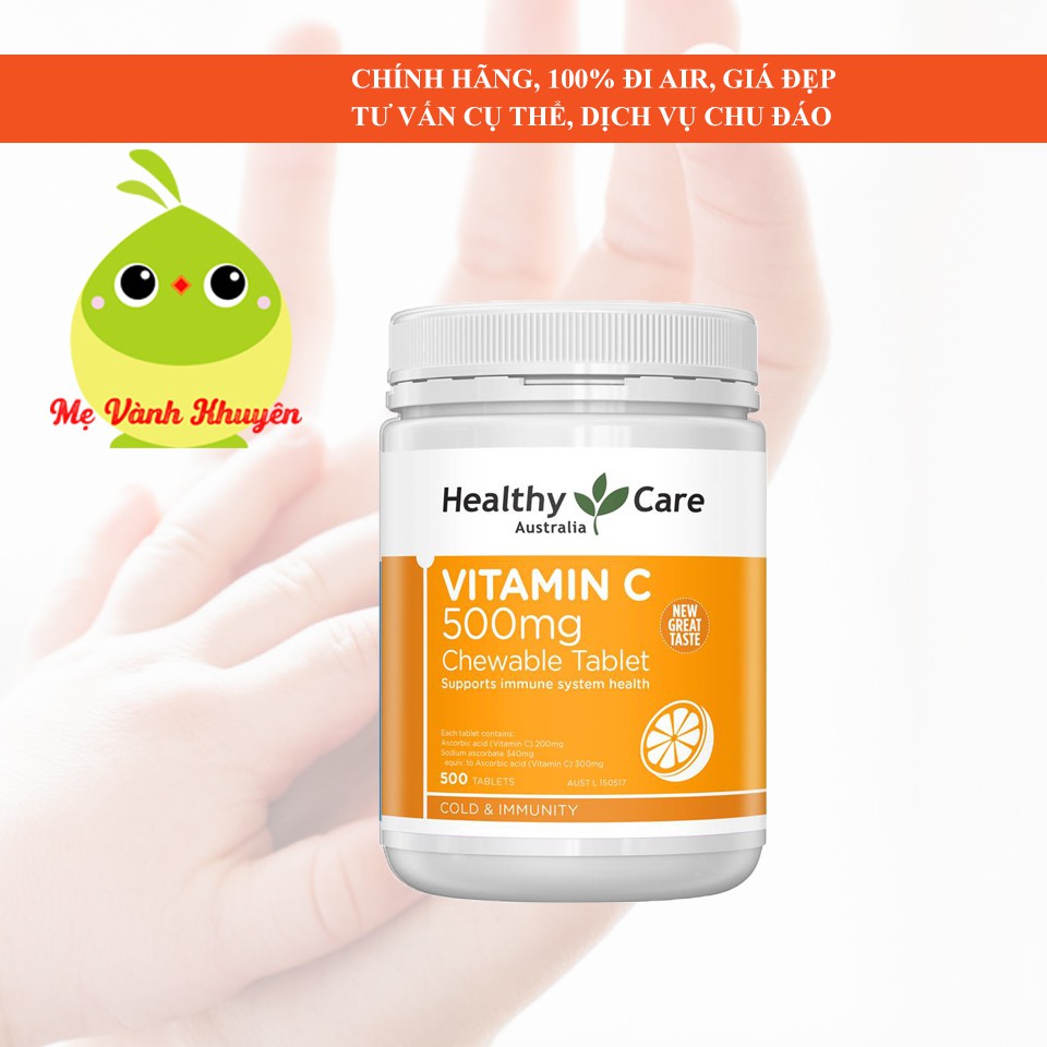 Vitamin C cho người từ 2 tuổi trở lên Healthy Care Vitamin C 500mg, Úc (500v) | Thế Giới Skin Care