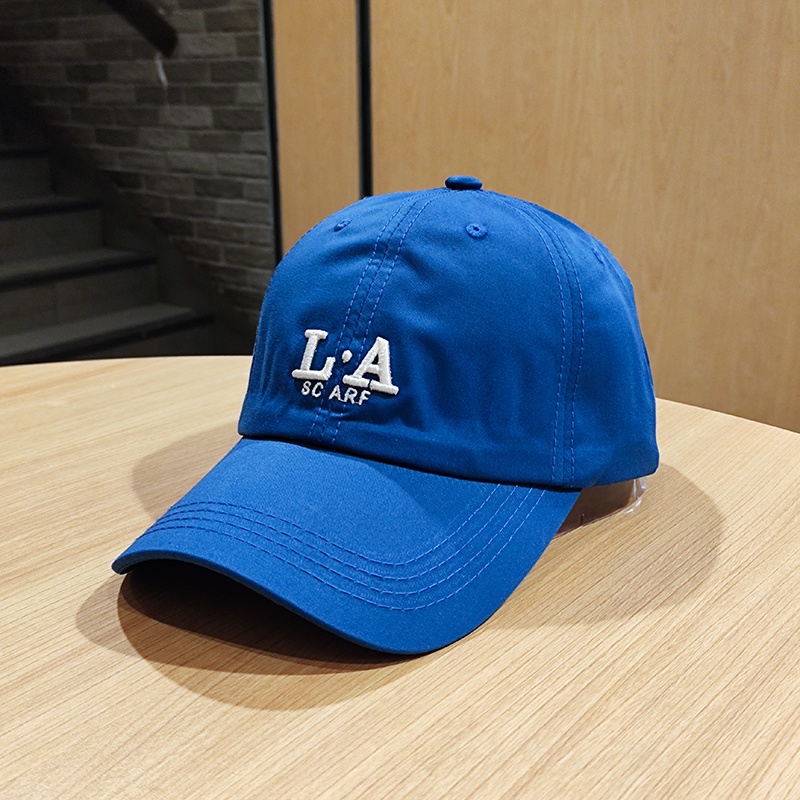 Mũ lưỡi trai mềm thêu chữ ba chiều màu xanh dương phong cách Hàn Quốc cho nữ