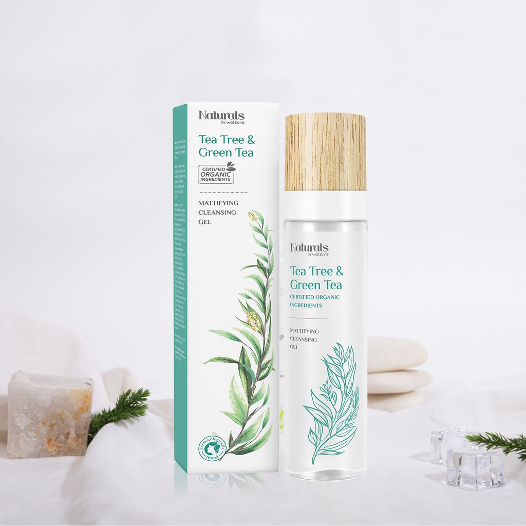 Gel Làm Sạch Da Mặt Naturals By Watsons Tea Tree & Green Tea Mattifying Cleansing Bọt Sạch Sâu 150ml