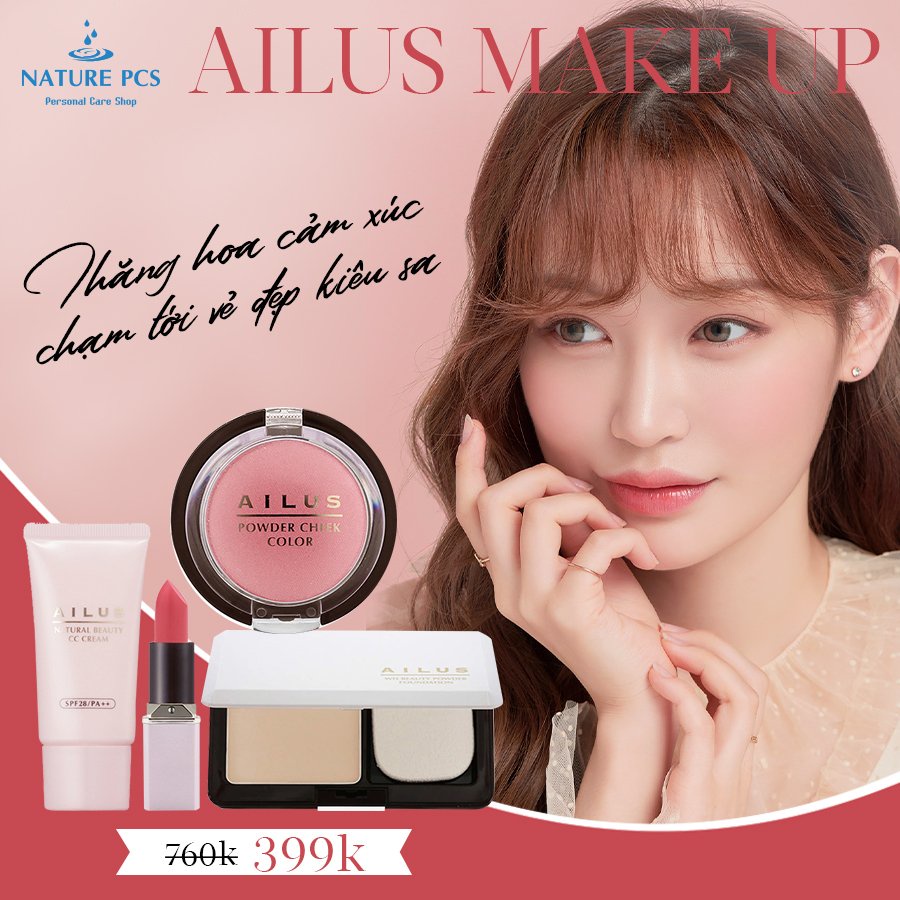 Set trang điểm 4: Son - Phấn má - Phấn nền - CC Naris Ailus 55g