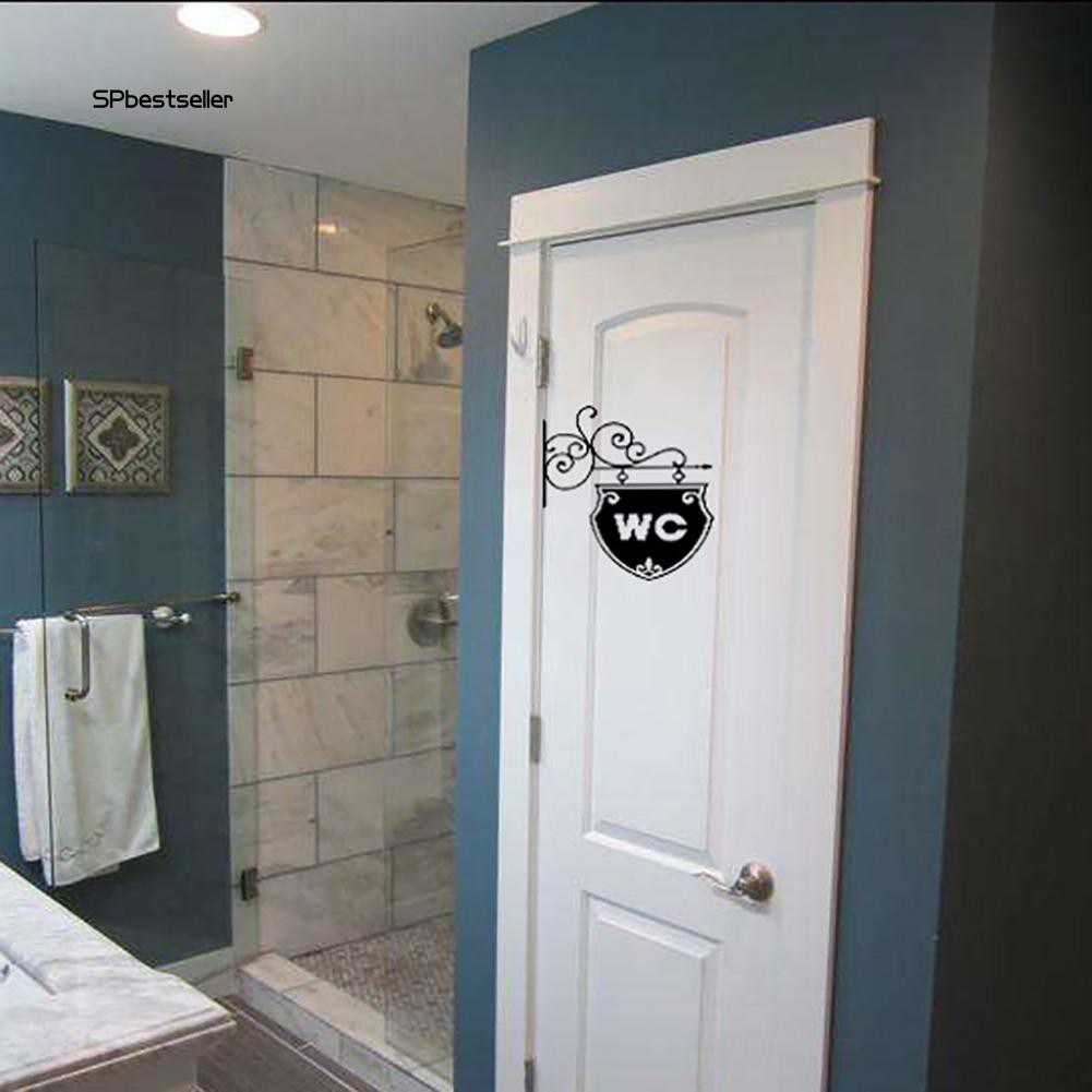 Miếng dán trang trí cửa có chữ WC chất liệu PVC kích thước 20x25cm