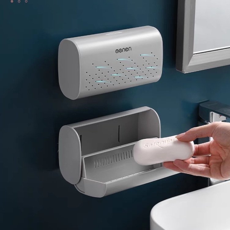 Hộp Đựng Xà Bông Nhựa ABS Dán Tường Tiện Lợi, Có Nắp Đậy Chống Nước Loại Xịn