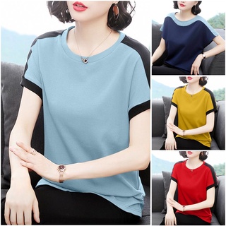 Áo thun tay ngắn phong cách Hàn Quốc thời trang cho phụ nữ trung niên