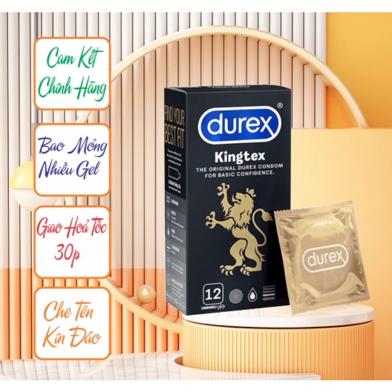 Bao cao su Durex Kingtex 12 chiếc/hộp. ôm sát va chạm chân thật!
