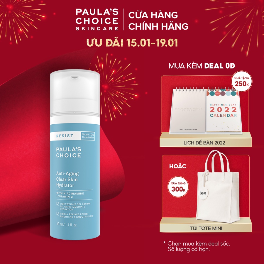 Kem dưỡng ẩm da dầu lão hóa Paula's Choice AntiAging Clear Skin Hydrator 50ml 7691