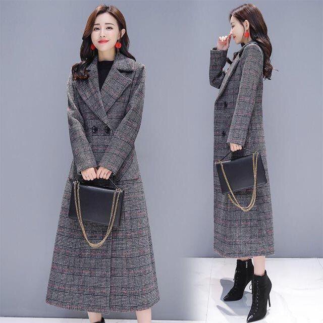 Áo dạ dáng dài sọc caro hàng nhập khẩu quảng châu