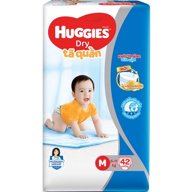 BỈM - TÃ QUẦN HUGGIES SIZE M - 42 MIẾNG (CHO BÉ 6 - 11KG)