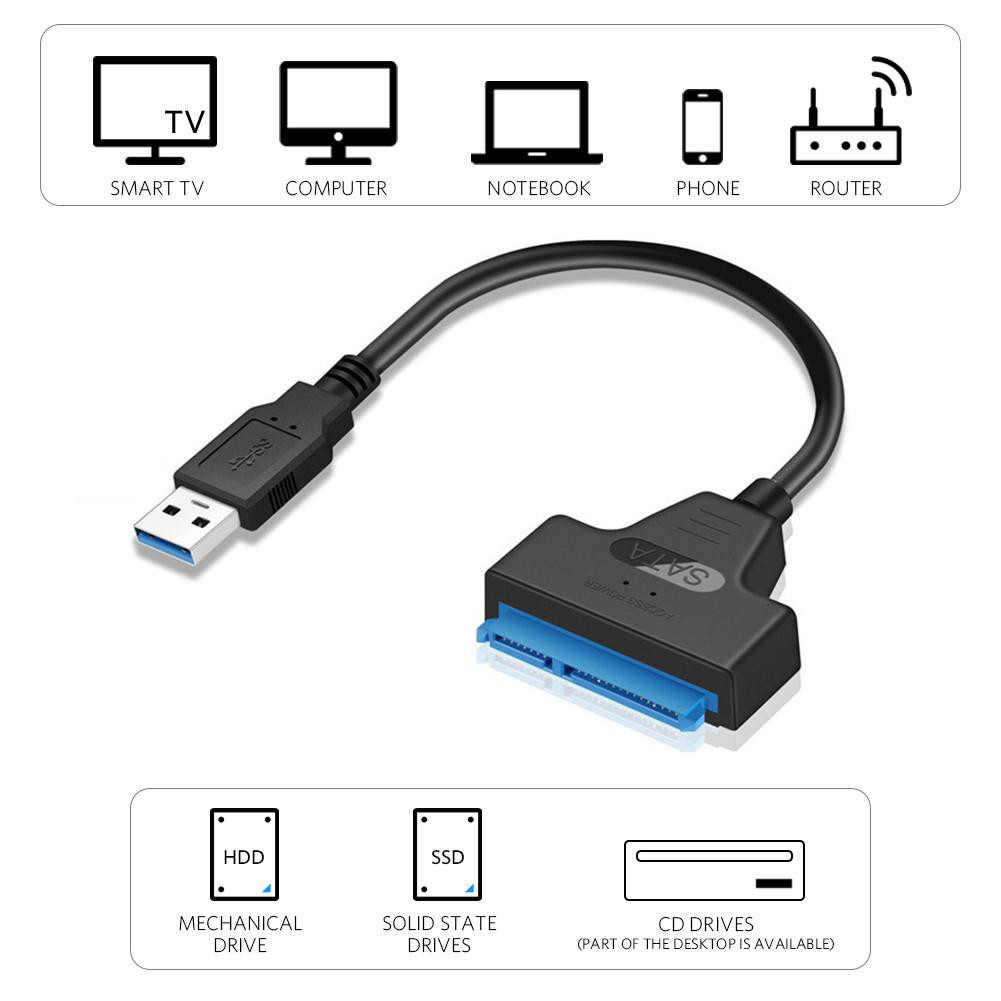 Cáp đĩa cứng USB 3.0 sang SATA7 + 15pin 2.5 inch SSD chuyển đổi ổ cứng SATA