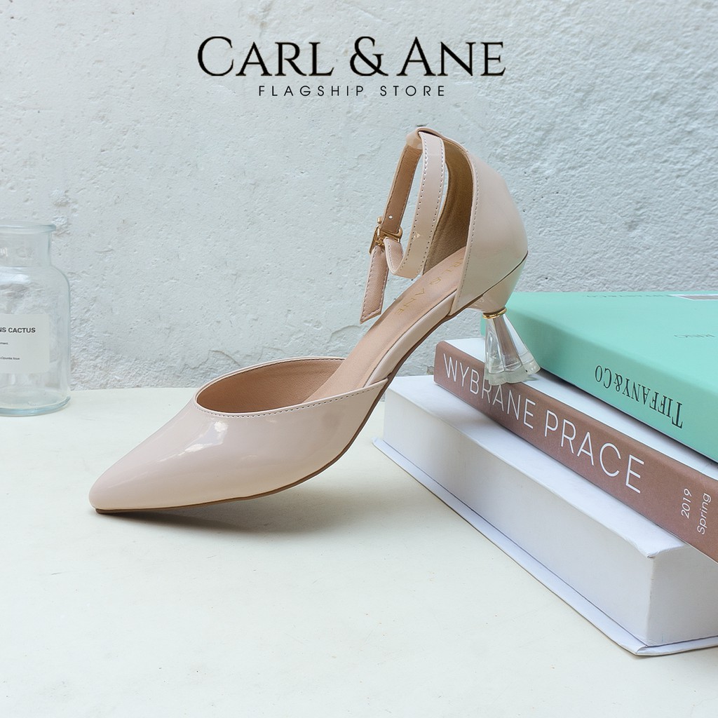 Carl &amp; Ane - Giày cao gót bít mũi phối dây cao 6cm màu hồng ruốc - CL012