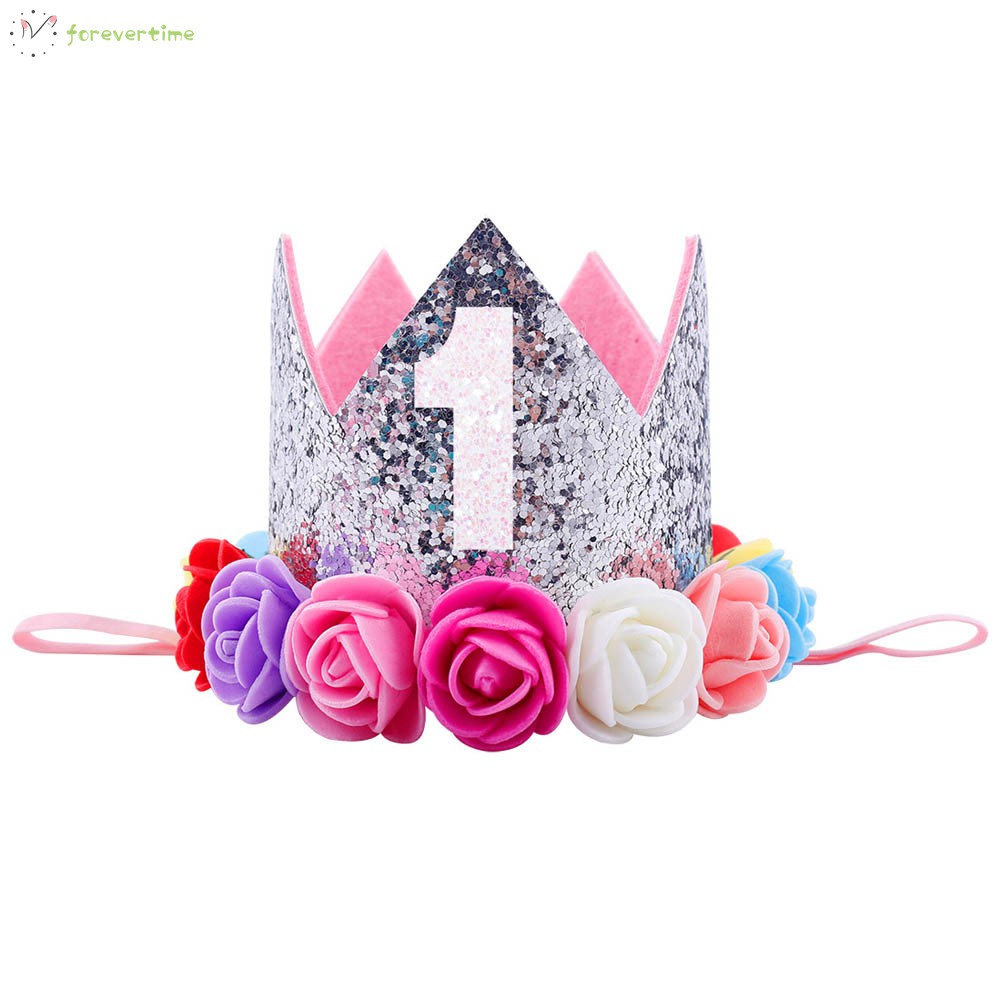 #vương miện# Girls Birthday Decor Flower Party Crown Hairband Priness Party Hat Baby Hair Accessories