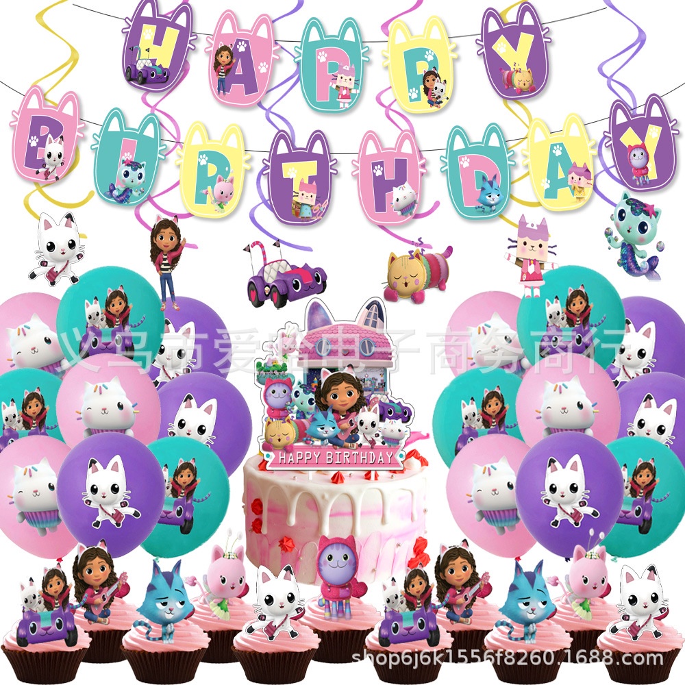 Bong Bóng Trang Trí Bánh Kem Sinh Nhật Chủ Đề Búp Bê Gabby GP1