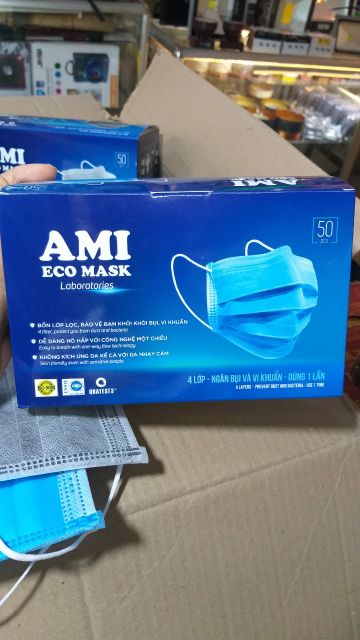 Khẩu Trang 4 lớp kháng khuẩn AMI, Khẩu Trang Y Tế AMi(1Hộp).