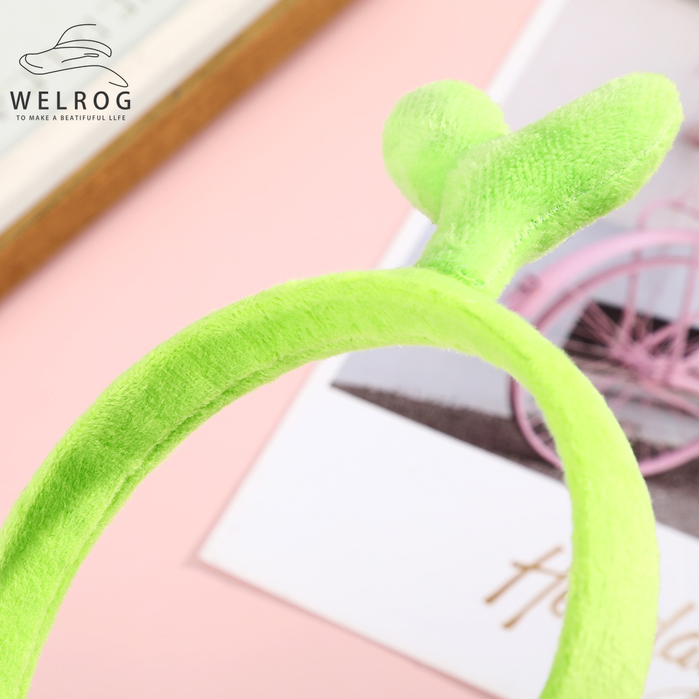 Băng đô hình mầm đậu phủ lông màu xanh lá dễ thương cho bé gái