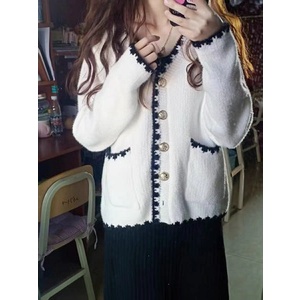 Hàng sẵn_Áo khoác len rộng dáng dài dày dặn có nút cài Hàn quốc