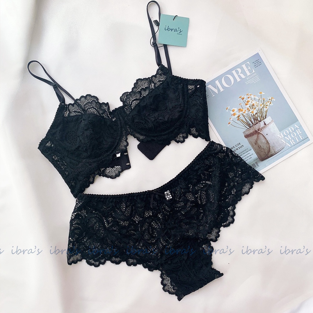 Bộ Đồ Lót Nữ Sexy IBRA Áo Ngực ren và Quần Lót Ren Xuyên Thấu sexy, Lưới mỏng Thoáng Khí quyến rũ IBRA'S STORE A31