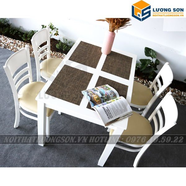 [Freeship HN] Bộ bàn ăn 4 ghế cabin màu trắng – BA02 | BigBuy360 - bigbuy360.vn