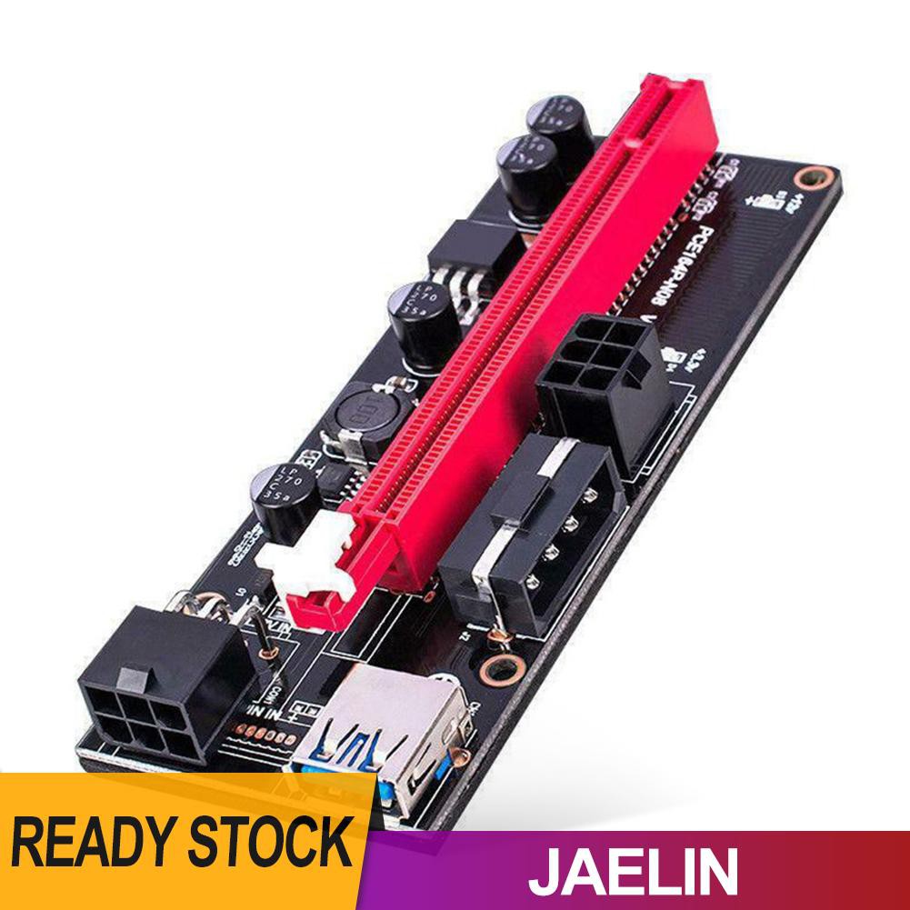 JAE PCI-E Riser Card PCI Express 1X to 16X Extender Adapter 4Pin 6Pin Power