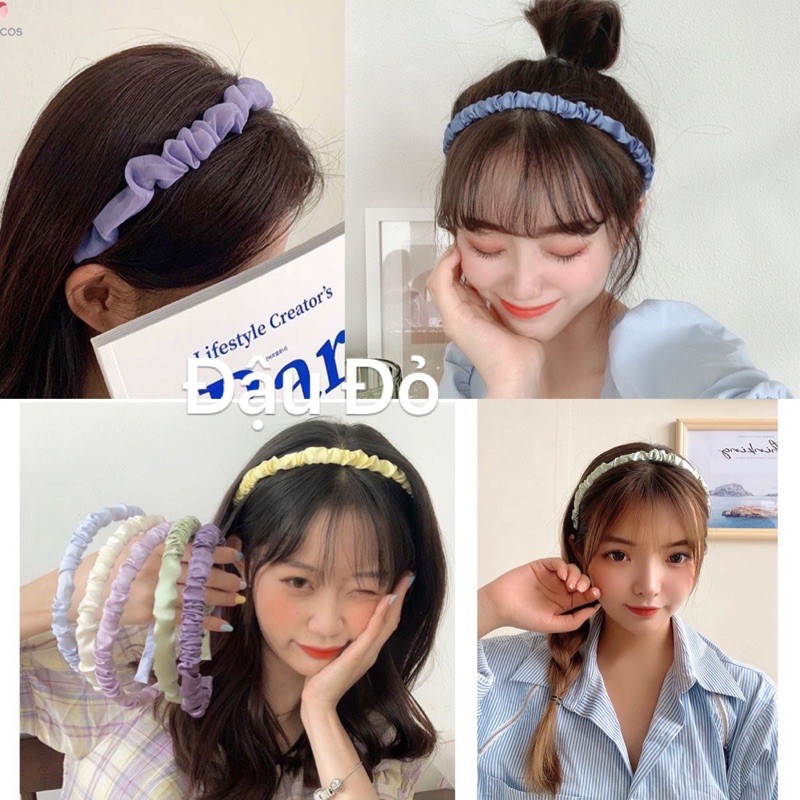 Bờm tóc vải nhún bèo phong cách tiểu thư Hàn Quốc cho Mẹ và Bé từ 6 tuổi
