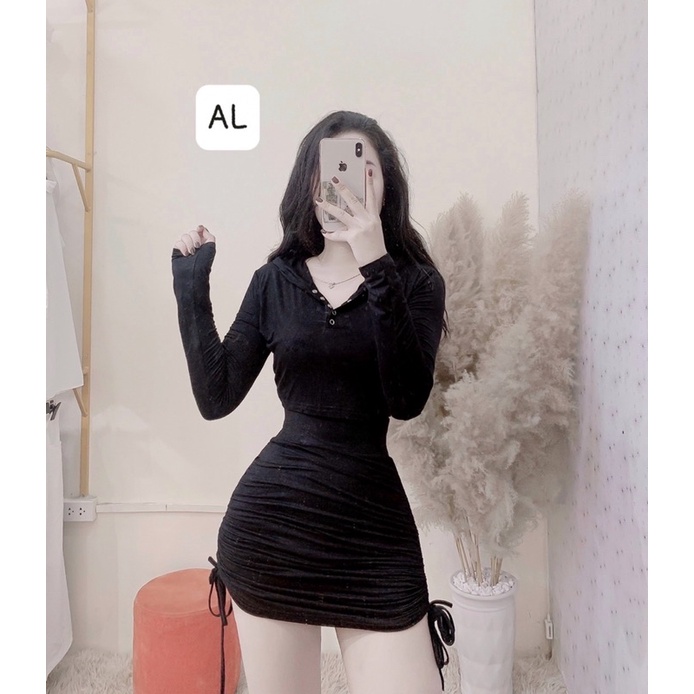 Set dài tay chân váy có mũ