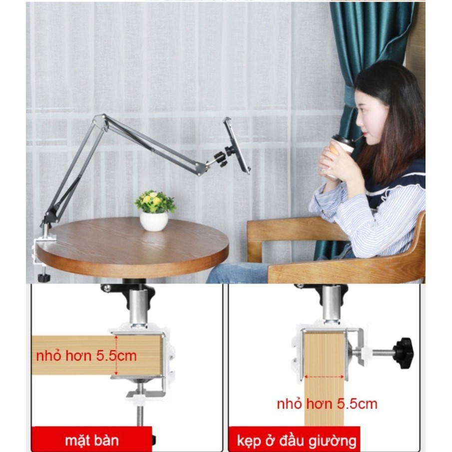 Giá Đỡ Kẹp Ipad, Máy Tính Bảng, Điện Thoại, Nintendo Switch Stands Để Đầu Giường, Cạnh Bàn Xoay 360 Độ