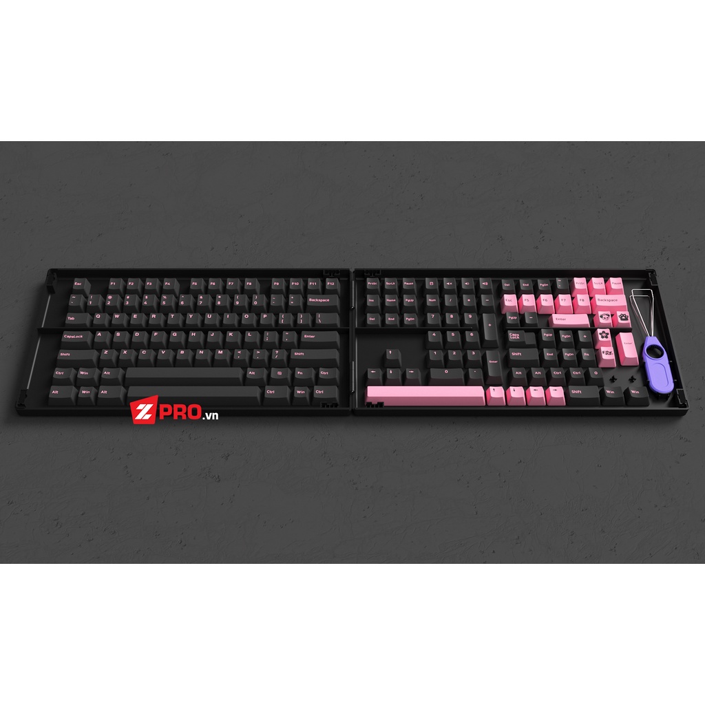 [Mã 44ELSALE2 giảm 7% đơn 300K] Bộ Keycap AKKO Black Pink (Cherry Profile - 229 Keys)