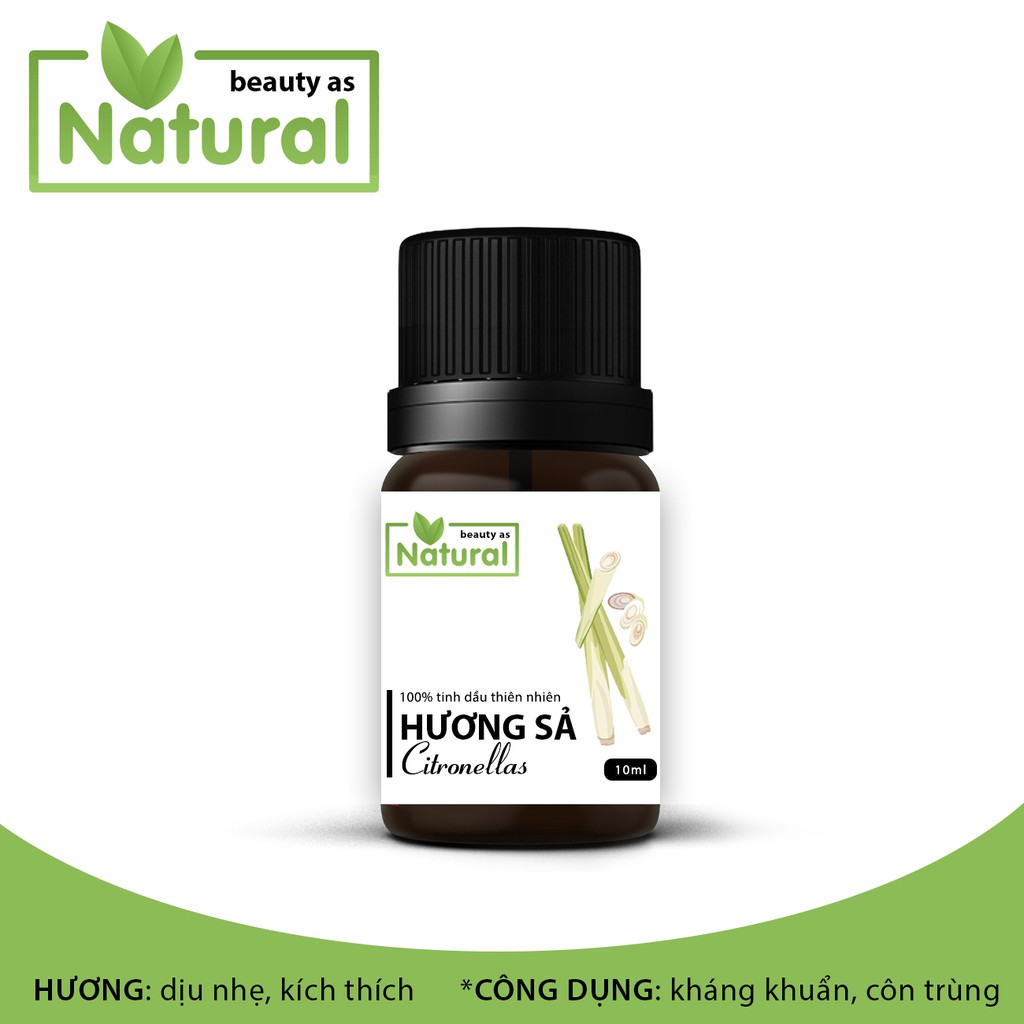 Tinh dầu hương sả thiên nhiên lọ 10ml hương dịu nhẹ, kích thích, kháng khuẩn từ Beauty as Natural