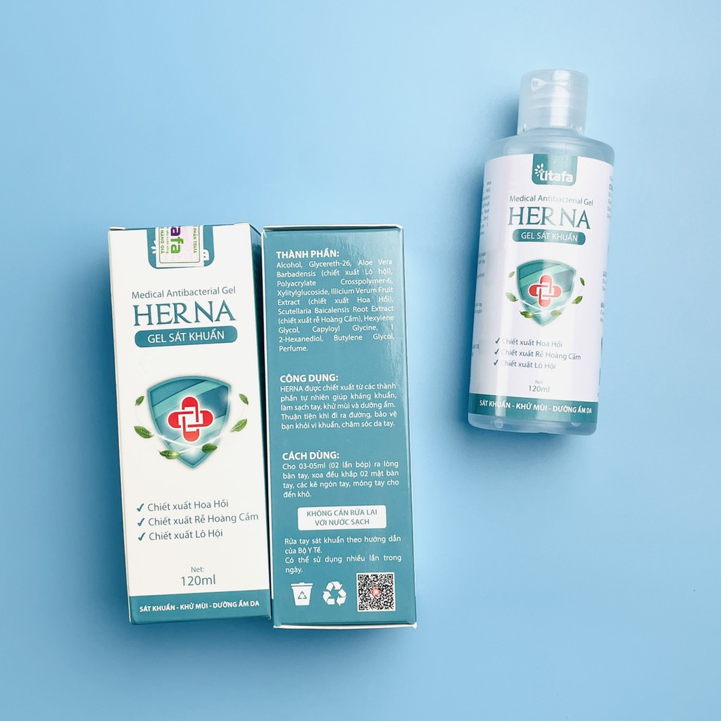 [THƠM - SẠCH -MỊN] Gel Sát Khuẩn Dưỡng Da Tay thảo dược Herna 60ml (Thơm, Không rít, Nhỏ gọn, tiện lợi) | BigBuy360 - bigbuy360.vn