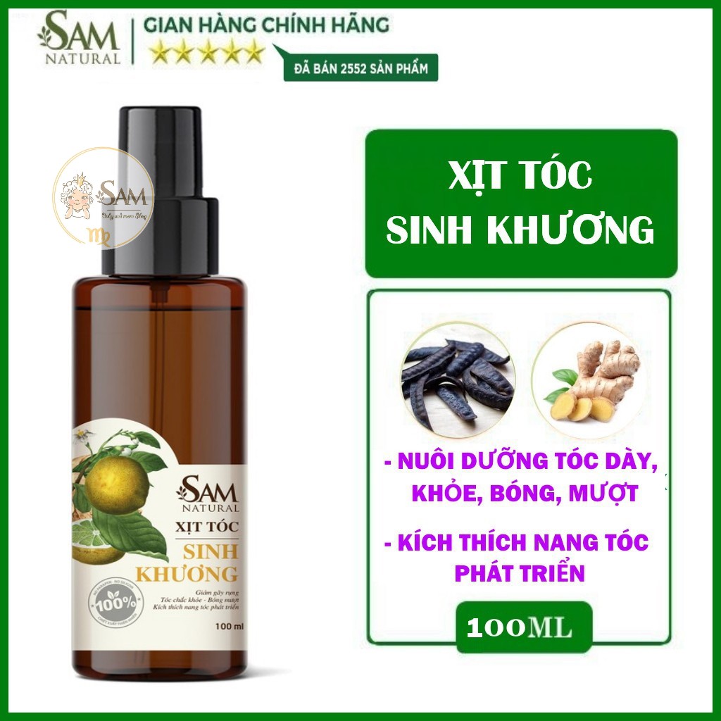 Xịt Dưỡng Tóc Mềm Mượt Sinh Khương Kích Mọc Tóc, Giảm Rụng Tóc, Tóc Mọc Dày và Mượt 100ml (Tặng Kèm Qùa Xinh)