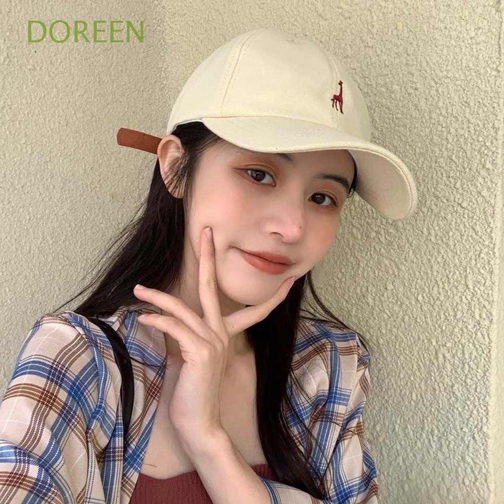 Nón Lưỡi Trai Cotton Thêu Hình Hươu Cao Cổ Nhiều Màu Sắc Thời Trang Unisex