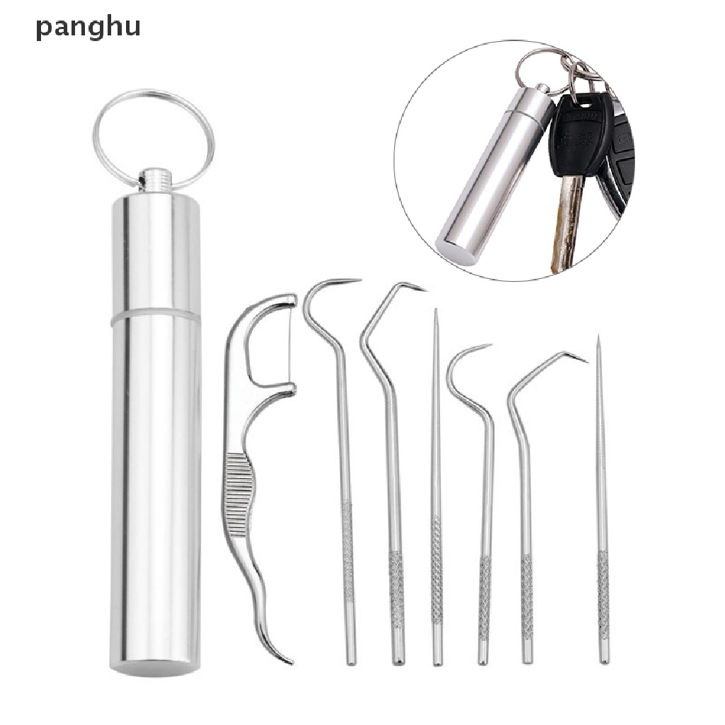 Set 8 Tăm Xỉa Răng Bằng Thép Không Gỉ Có Thể Tái Sử Dụng Kèm Túi Đựng Tiện Lợi
