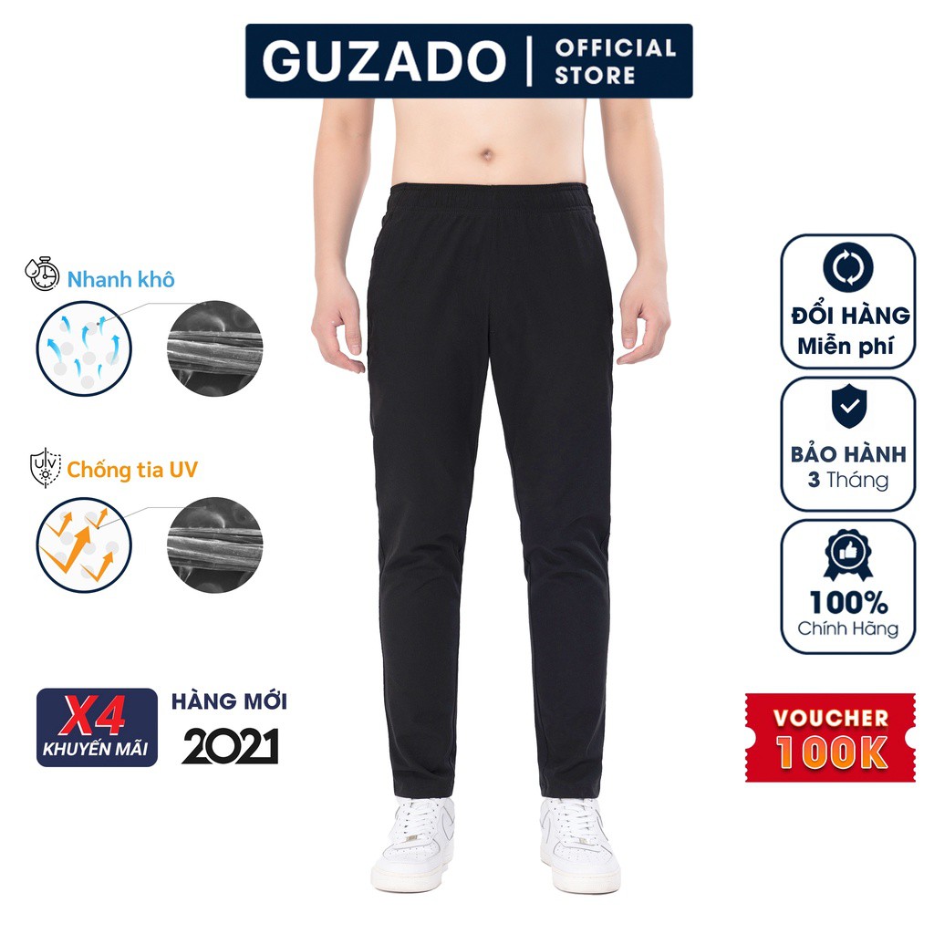 Quần Dài Nam Thể Thao GUZADO Chất Vải Gió Cao Cấp,Ống Suông,Khỏe Khoắn, Cạp Chun, Vận Động Thoải Mái GDC2101 - HÀNG MỚI