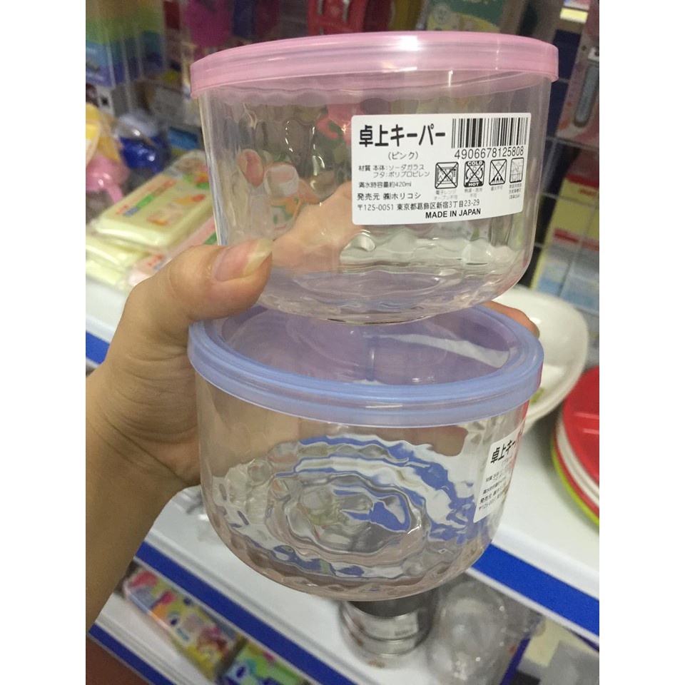 Hộp thủy tinh kim cương có nắp đậy 420ml Hàng Nhật dùng đựng thực phẩm cực An Toàn
