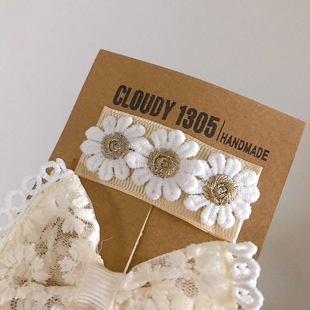 Set kẹp nơ và hoa cúc